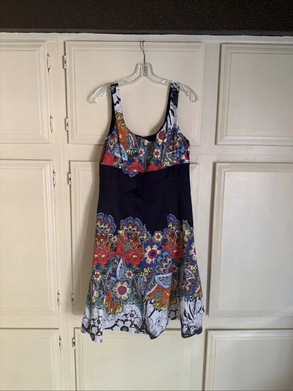 NINE WEST Blue Floral Sleeveless A-Line Dress Size 12